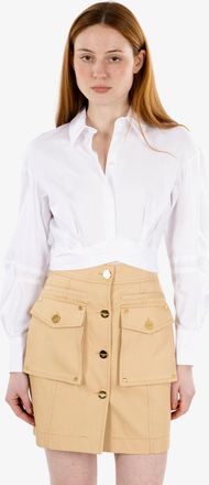 Elisabetta Franchi Camicia crop in popeline di cotone bianca