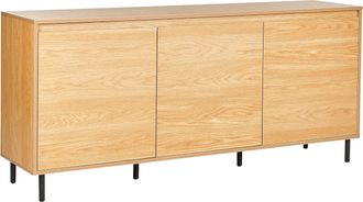 Beliani Beliani - Aparador Moderno 3 Puertas Aparador Alto Madera Clara Metal Negro Patas Armarios Nikea