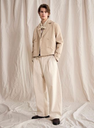 Le 31 Mens Flecked beige pleated pant Loose fit Le 31 Studio capsule