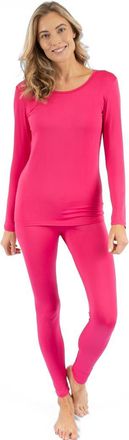 Leveret Womens Solid Thermal Pajama Set in Hot Pink at Nordstrom, Size X-Small