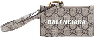 Gucci x Balenciaga The Hacker Project Zip Case with Strap GG Coated Canvas card holder - Beige