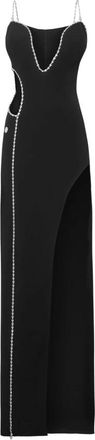 Philipp Plein Lange Jurk met Kristallen - Dames - Avondkleed - Zwart - XS - Kleedjes