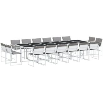 vidaXL Juego De Comedor De Jard&iacute;n 17 Pzas Con Cojines Textilene Blanco Vidaxl