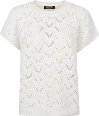Fabiana Filippi Oversized Ronde Hals T-shirt - Dames - Ronde hals truien - Wit - 2XS - Katoen - Truien & Vesten
