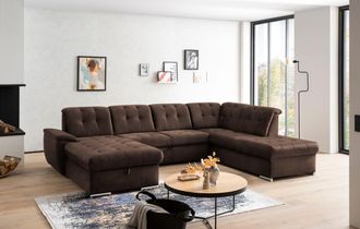 Exxpo Sofa Fashion Wohnlandschaft »Durango, aufwendige Sitz- und Rückenverarbeitung, bequem, U-Form« inkl. Kopfteilverstellung, wahlweise mit Bettfunktion und Bettkasten