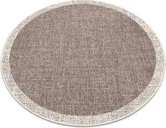 RugsX Rugsx - Alfombra De Cuerda Sisal Floorlux Circulo 20401 Marco Gris Pardo / Champ&aacute;n Beige Circulo 160 Cm