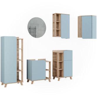 Vicco Conjunto De Muebles De Ba&ntilde;o Karen, Gris Azulado, 5 Partes