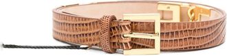 Elisabetta Franchi Brown Lizard-Effect Leather Belt