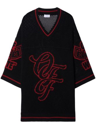 Off-white Varsity knitted-mesh T-shirt - men - Cotton - M - Black