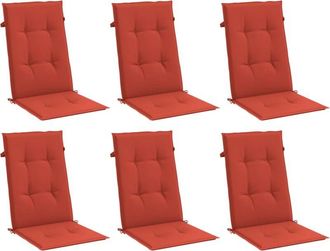vidaXL Cojines silla respaldo alto 6 uds tela rojo melange 120x50x4 cm vidaXL