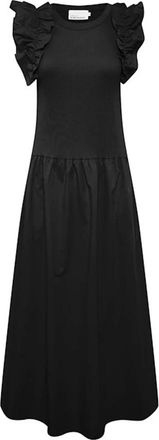 Karen by Simonsen Ruche Mouw Meteoriet Jurk - Dames - Maxi kleedjes - Zwart - M - Kleedjes