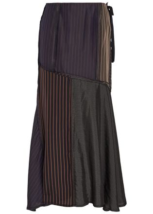 Maison Margiela Panelled Striped Satin Midi Skirt - Multicoloured - 38 (UK6 / XS)