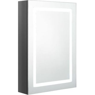 vidaXL LED Bathroom Mirror Cabinet Shining Grey 50x13x70 cm vidaXL