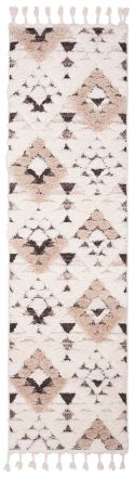 Safavieh Alfombra de polipropileno blanco/marr&oacute;n, 69 x 244 cm