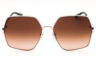 Gucci GG2163S Oversized Metal-Frame Sunglasses - Gold