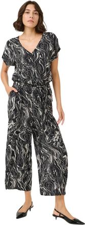 Kaffe Jumpsuit met Grafische Print en Wijde Pijpen - Dames - Jumpsuits - Zwart - M - Jumpsuits & Playsuits