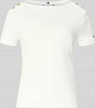 Tommy Hilfiger Slim Fit T-Shirt aus reiner Baumwolle in Ecru, Gr&ouml;&szlig;e XL