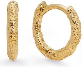 Monica Vinader Antica Textured Mini Huggie Hoop Earrings in Gold Vermeil at Nordstrom