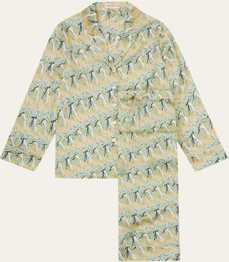 Olivia Von Halle Lila Loulou Printed Silk Satin Pajama Set
