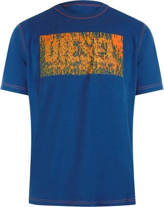 Diesel Mens Diesel Block Logos Ensign Blue T-Shirt - Size: 42