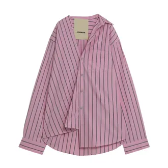 A Paper Kid Shirts, female, Pink, Size: XS Striped Overshirt
