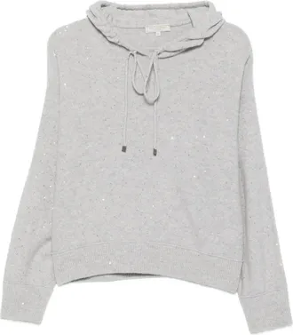Antonelli Hoodies & sweatvesten, Dames, Grijs, M, Pailletten, Hoodie met pailletten en trekkoord