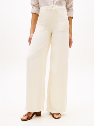 Tommy Hilfiger 5-Pocket-Jeans TOMMY HILFIGER DNM SOFT ECRU 70S WIDE LEG HW, Damen, Gr. 26, L&auml;nge 32, soft ecru, Denim/Jeans, Obermaterial: 100% Lyocell, unifarben, l