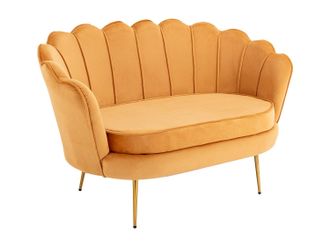 Vente-Unique Sof&aacute; de 2 plazas de terciopelo amarillo mostaza DANDELION de Pascal Morabito
