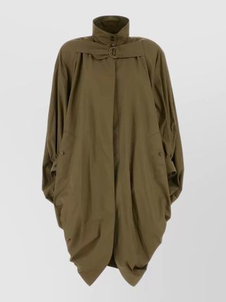Chlo&eacute; poplin overcoat belt detail high collar