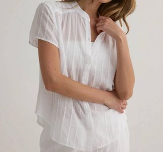 Bella Dahl Short Sleeve Shirred Top In White