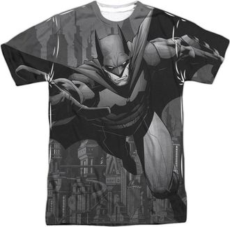 Gildan Batman Grey Race Short Sleeve Adult Poly Crew Tee / T-Shirt