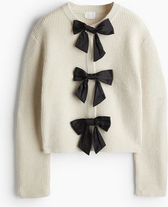 H&M Cardigan mit Zierschleifen - Beige