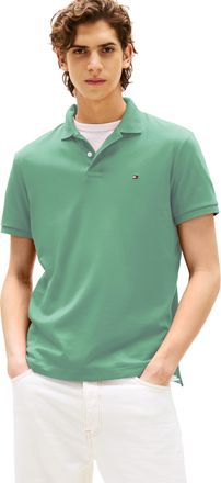Tommy Hilfiger Mens Short Sleeve Casual Polo Shirts in Regular Fit with Liquid Cotton, Fort Green, Large