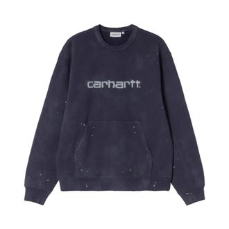 Carhartt Work in Progress Logo Cotton Sweatshirt - male - Carhartt Wip - Sweatshirts - Blue - XL - Sweatshirts & Hoodies