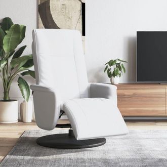 vidaXL Sill&oacute;n Reclinable Con Reposapi&eacute;s Cuero Sint&eacute;tico Blanco Vidaxl