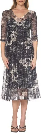 Komarov Lace Overlay Cocktail Dress in Ebony Spray at Nordstrom Rack, Size X-Large