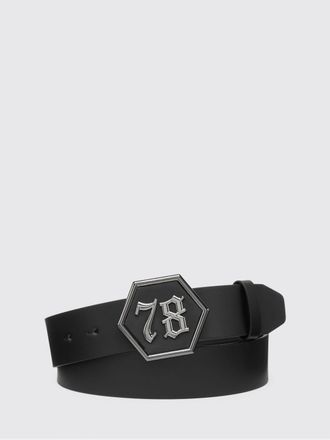 Philipp Plein Adjustable Smooth Leather Belt with Metal Buckle