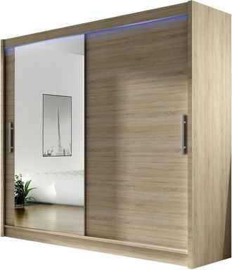 Mirjan24 Armario Closico Pallor Vi, Roble Sonoma, 215x180x58cm, Puertas De Armario: Correderas, N&uacute;mero De Estantes: 5, Led