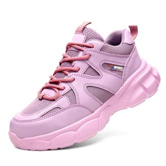 Generic Womens Fashion Sneakers Mesh Lace Up Velvet Platform Protective Work Boots with Thick Sole for Labor Womens Trainers Ladies Shoes Size 7 Wedge Women M