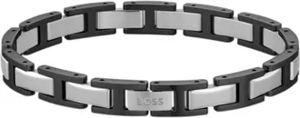BOSS Two-tone H-link cuff with logo clasp