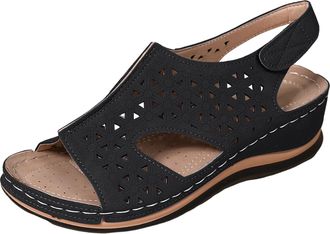 Generic Womens Wedge Sandals Cut Out Summer Sandals with Loop Strap Casual Comfortable Walking Shoes Open Toe Breathable Outdoor Platform Sandal (6.5)