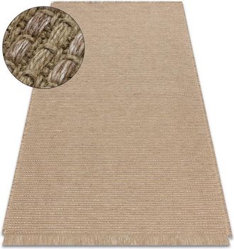 RugsX Rugsx - Alfombra Jute 3652 Beige Obscuro Uniforme - Yute, Tejido Plano, Flecos Beige 160x220 Cm