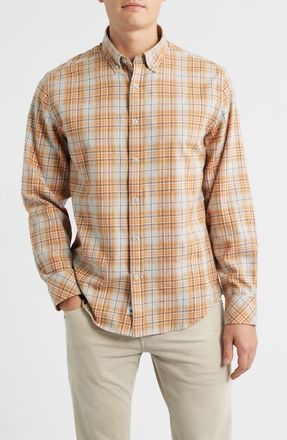 James Campbell Vulcan Trim Fit Plaid Cotton Button-Up Shirt in Golden at Nordstrom, Size Xx-Large