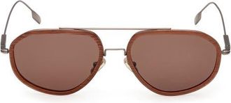 Ermenegildo Zegna 56mm Geometric Sunglasses in Aniline And Foliage/brown at Nordstrom
