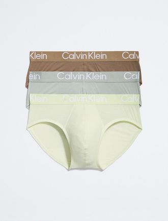 Calvin Klein Mens Ultra-Soft Modern 3-Pack Hip Brief - Multi - XL