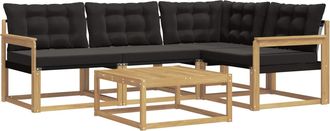 vidaXL Conjunto De Sof&aacute;s De Exterior 5 Uds. Blanco Y Negro Vidaxl
