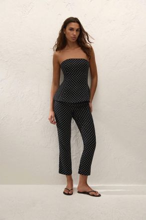 Faithfull The Brand Petro Strapless Top In Lola Polka Dot - Black/cream
