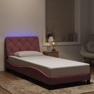 vidaXL Vidaxl - Estructura De Cama Con Luces Led Terciopelo Rosa 80x200 Cm