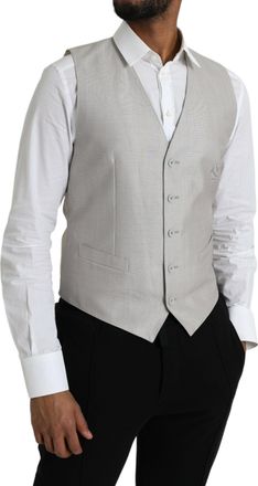 Dolce & Gabbana Virgin Wool Formal Dress Waistcoat - Gray