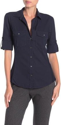 James Perse Three-Quarter Sleeve Button-Up Shirt in Deep at Nordstrom Rack, Size 0